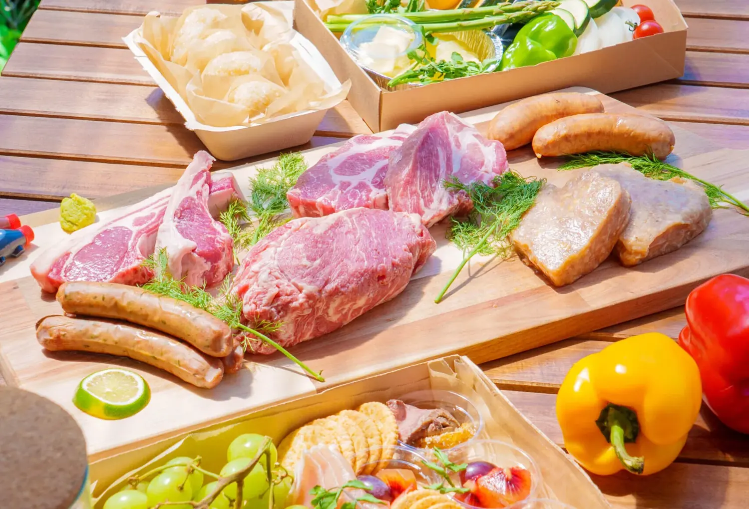 肉や野菜などのBBQ食材セット